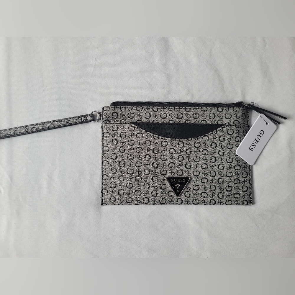 Guess Wristlet Purse In Black and Gray - New With Tags
